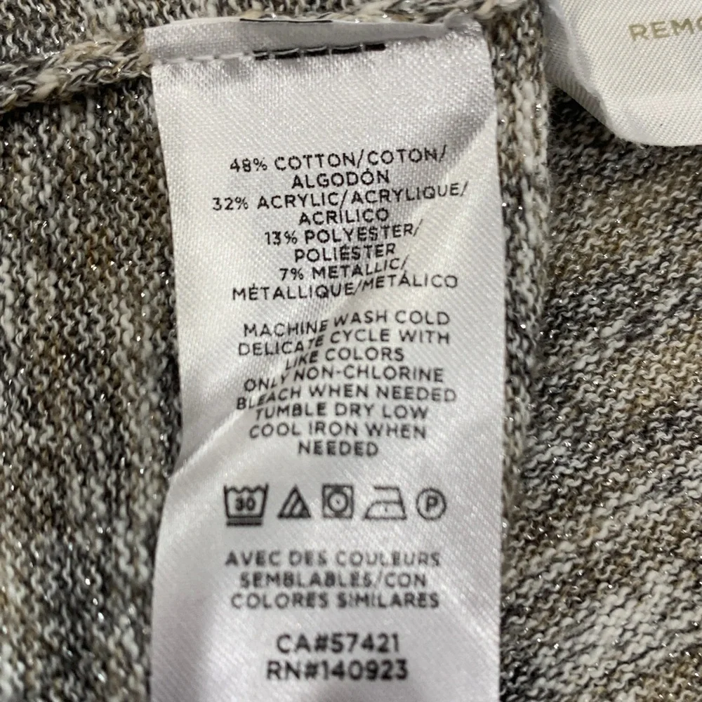 LOFT Light Heather Gray Open-Front Cardigan with Metallic silver - Picture 5 of 6